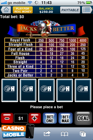 Playtech Jacks or Better Mobile